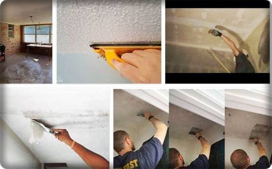 easiest way to remove popcorn ceiling